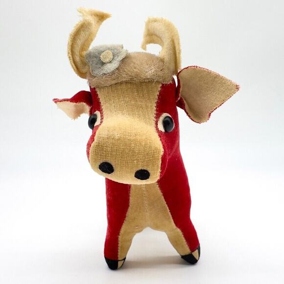 Dream Pets Red Bull/Cow/Ox 1960s R. Dakin & Co. Scarce Plush Stuffed Animal - Picture 5 of 13